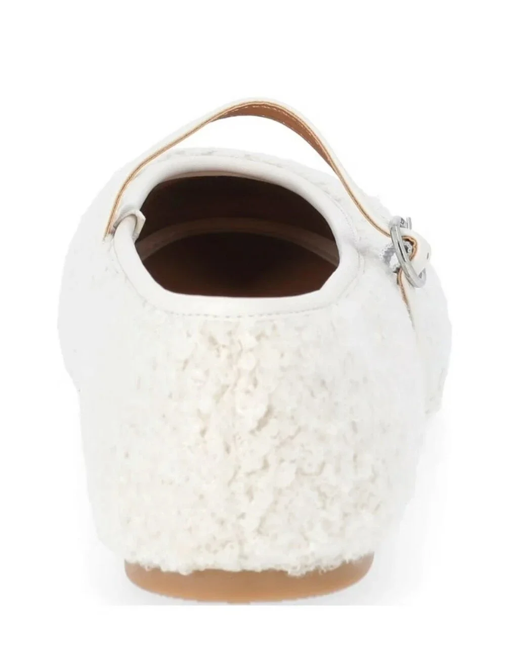 No Boundaries Cream Off-White Faux-Shearling Mary Jane Flats Women's Size 11